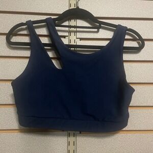 Becco Navy Blue Asymmetrical Strap Sports Bra Size L